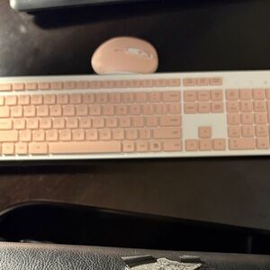 Wireless Pink Keyboard and Mouse Combo - Home Office
